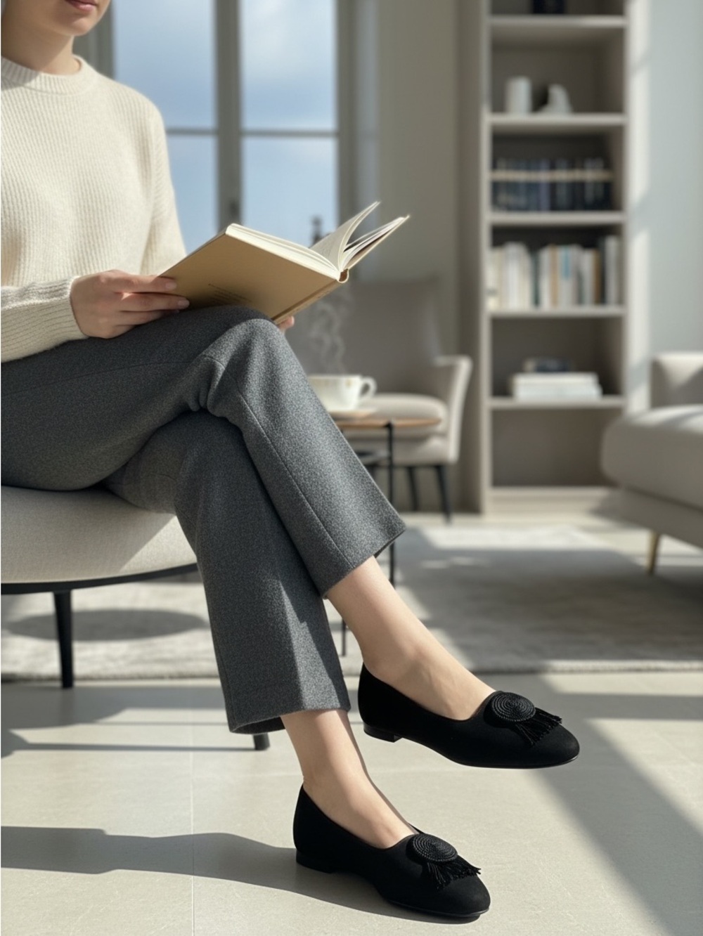 Salvatore Ferragamo Black Suede Tassel Pointed Flats - Picture 11 of 11